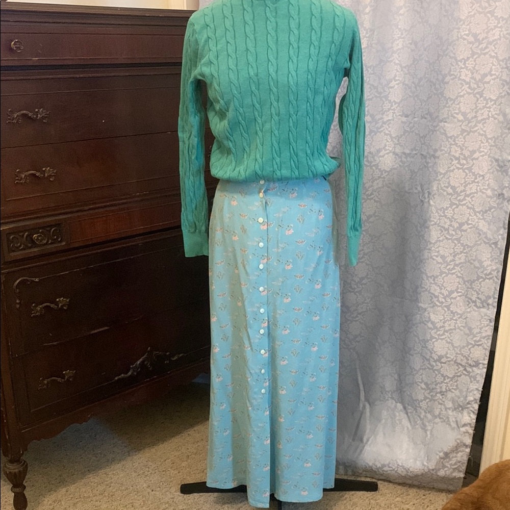 GAP Blue Green Floral A-Line Maxi Skirt